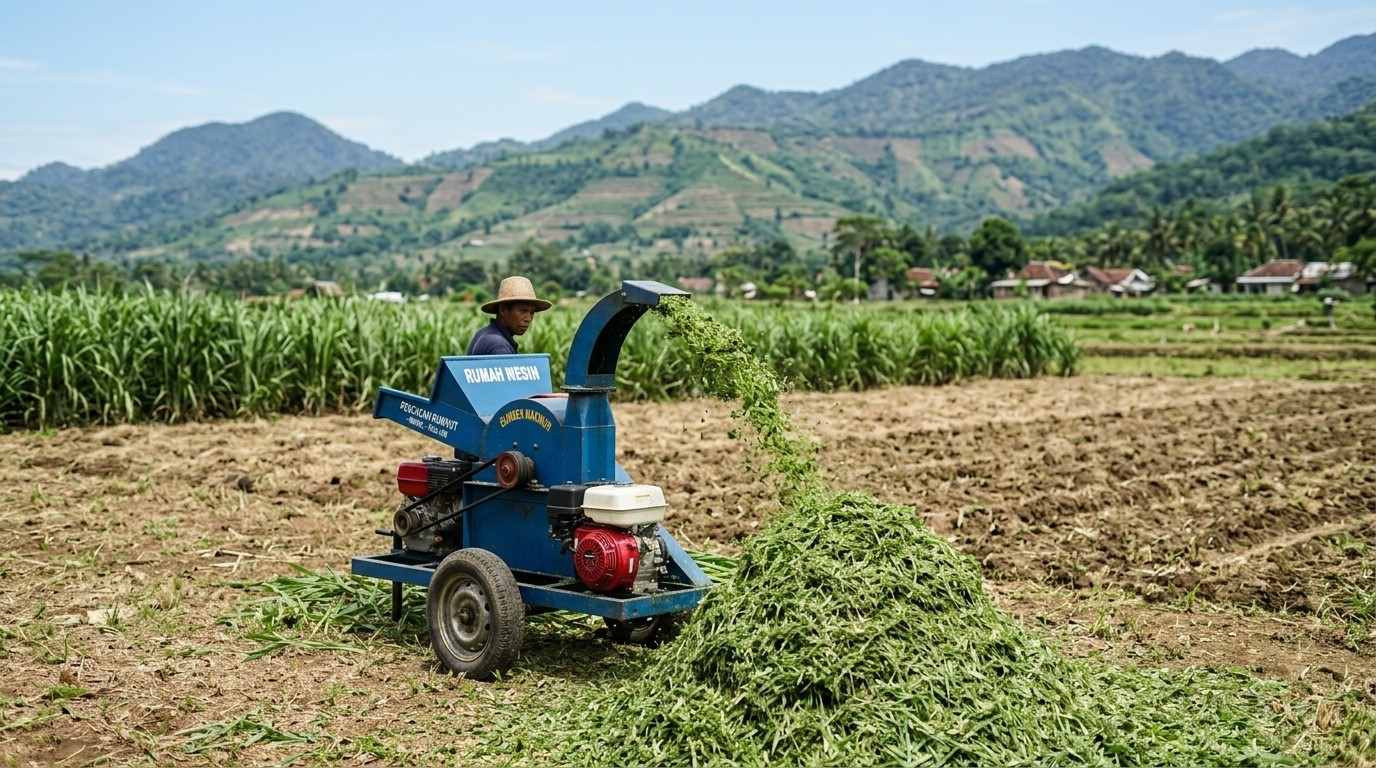 cara kerja alat pencacah rumput untuk pakan ternak