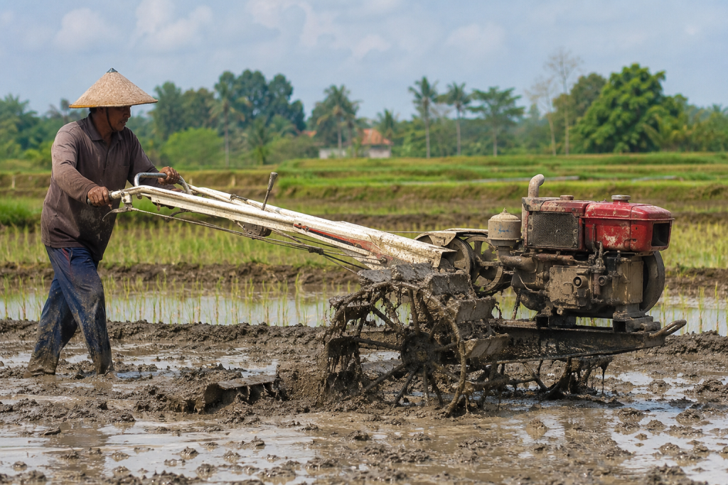 cara membajak sawah dengan cepat