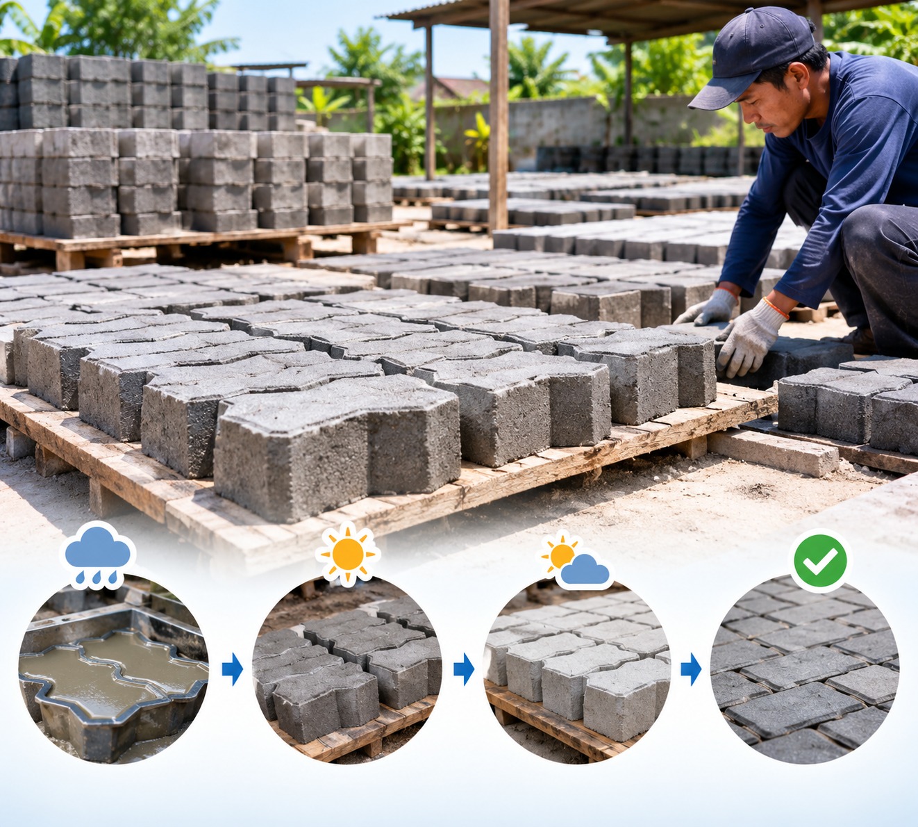 berapa lama paving block kering